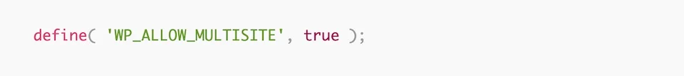 Code Ausschnitt "Allow-Mulitiste" (define ('WP_ALLOW_MULTISITE', true);) für die wp-config Datei